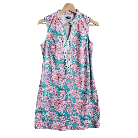 Mud Pie Colorful Floral Cotton Preppy Sleeveless Dress Size Small - Picture 1 of 6